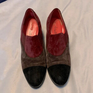 Pas de rouge purple black suede heeled booties size 41 extra light like crocs
